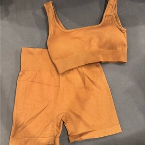Ribbed Tan Two-Piece Set